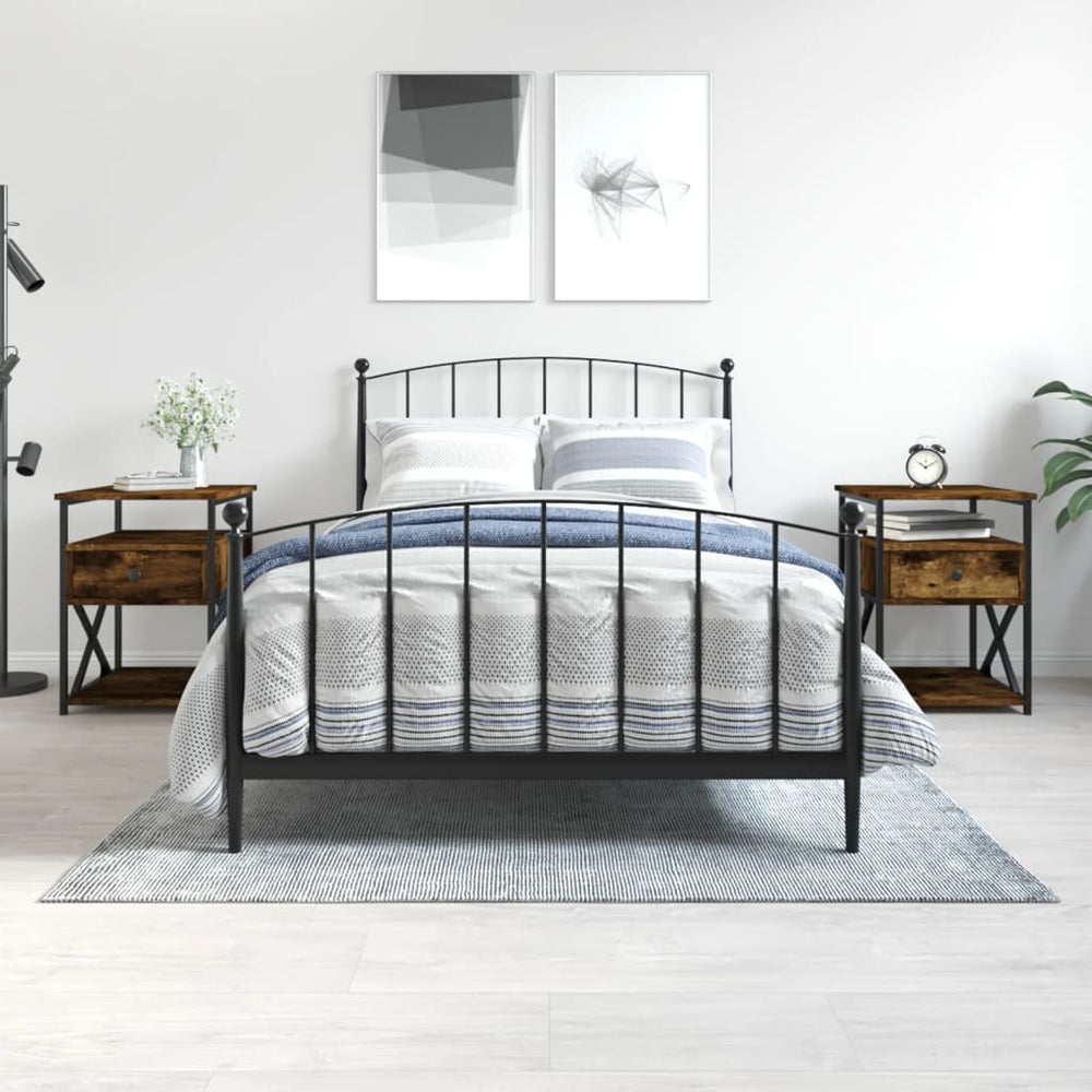 Nachtkastjes 2 st 40x42x55 cm bewerkt hout gerookt eikenkleurig MeubelReus