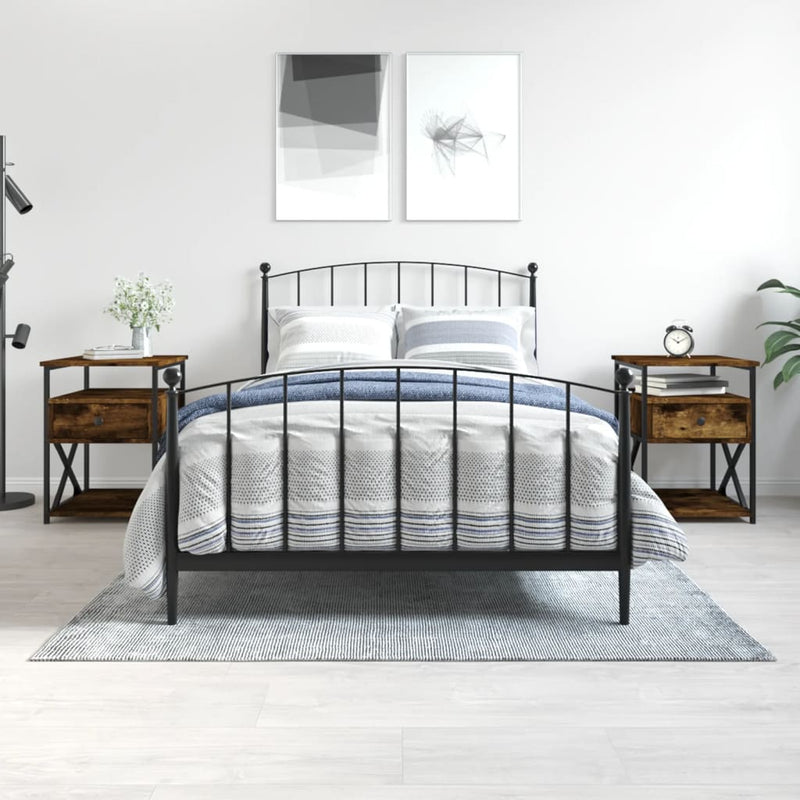 Nachtkastjes 2 st 40x42x55 cm bewerkt hout gerookt eikenkleurig MeubelReus