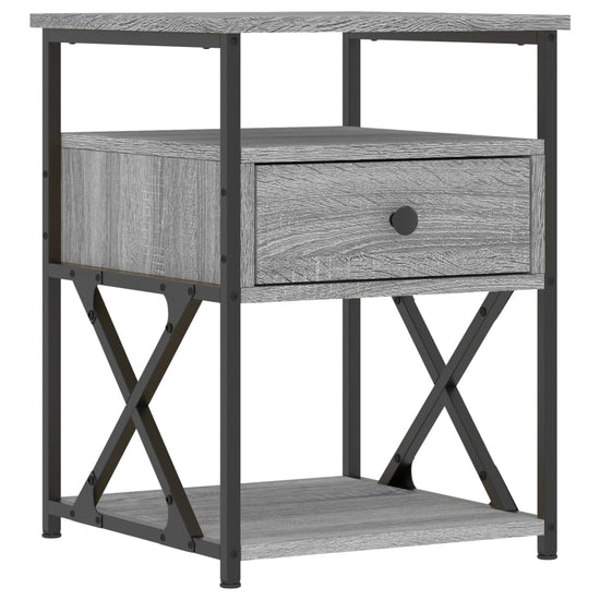 Nachtkastje 40x42x55 cm bewerkt hout grijs sonoma eikenkleurig MeubelReus