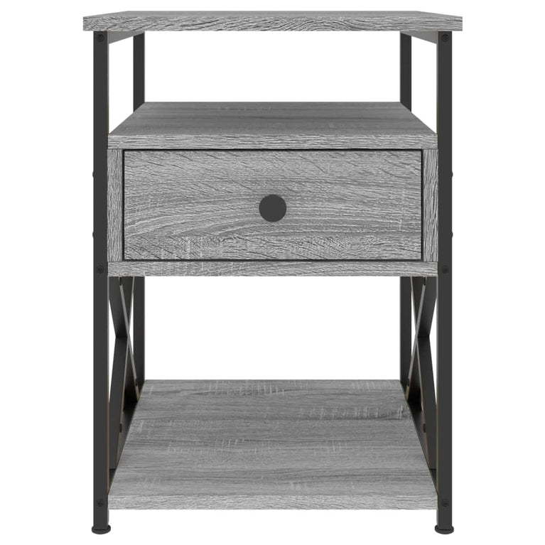 Nachtkastje 40x42x55 cm bewerkt hout grijs sonoma eikenkleurig MeubelReus