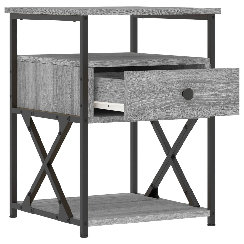 Nachtkastje 40x42x55 cm bewerkt hout grijs sonoma eikenkleurig MeubelReus