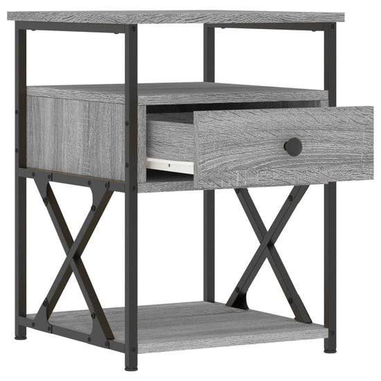 Nachtkastje 40x42x55 cm bewerkt hout grijs sonoma eikenkleurig MeubelReus