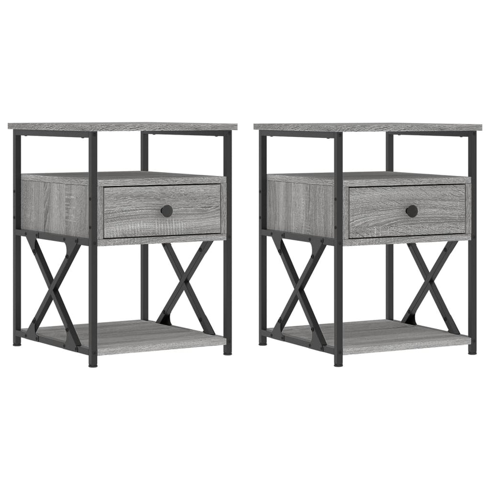 Nachtkastjes 2 st 40x42x55 cm bewerkt hout grijs sonoma eiken MeubelReus