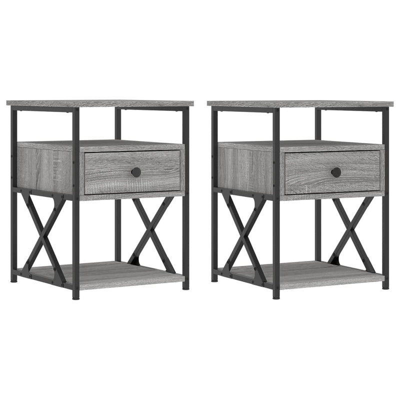 Nachtkastjes 2 st 40x42x55 cm bewerkt hout grijs sonoma eiken MeubelReus