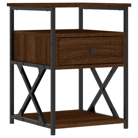 Nachtkastje 40x42x55 cm bewerkt hout bruin eikenkleur MeubelReus