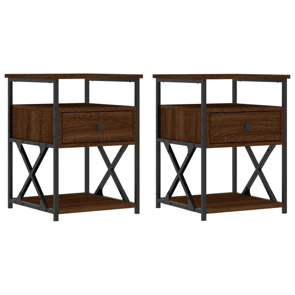 Nachtkastjes 2 st 40x42x55 cm bewerkt hout bruin eikenkleur MeubelReus