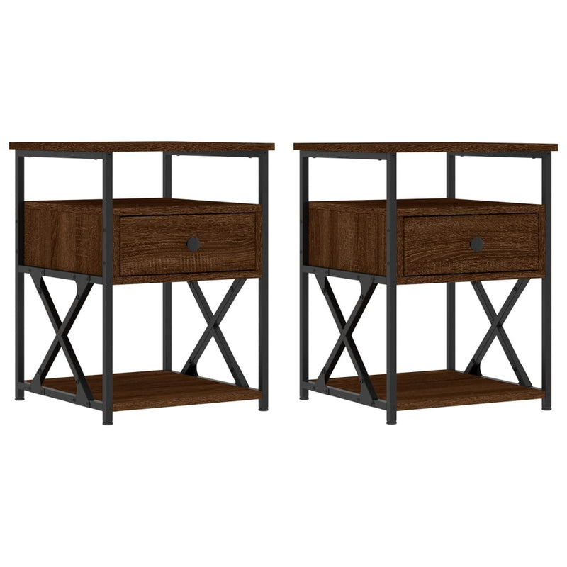 Nachtkastjes 2 st 40x42x55 cm bewerkt hout bruin eikenkleur MeubelReus