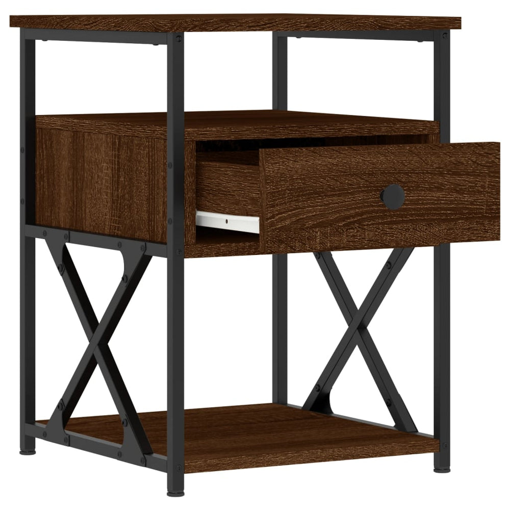 Nachtkastjes 2 st 40x42x55 cm bewerkt hout bruin eikenkleur MeubelReus