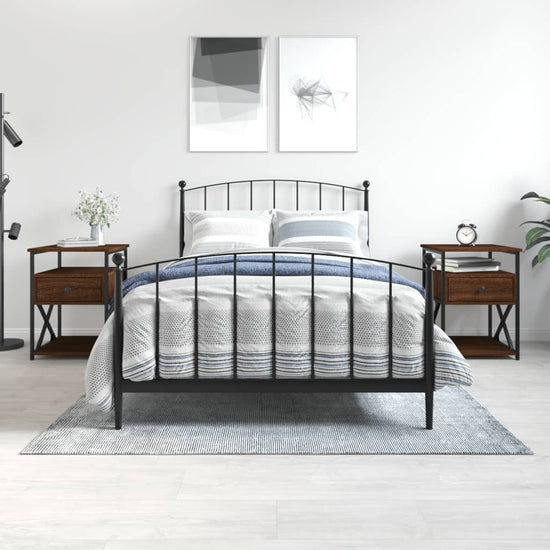 Nachtkastjes 2 st 40x42x55 cm bewerkt hout bruin eikenkleur MeubelReus