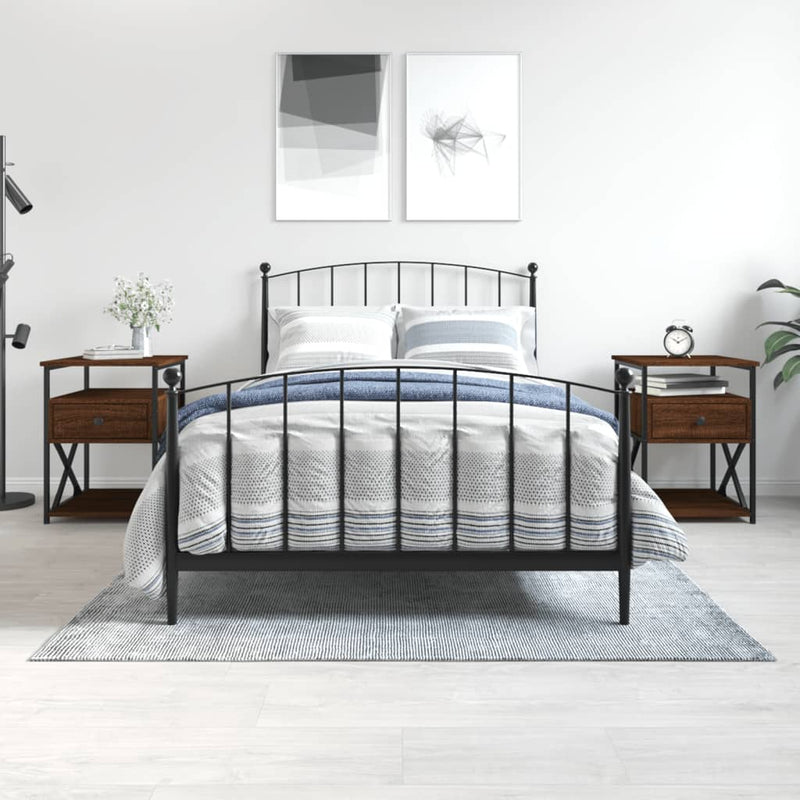 Nachtkastjes 2 st 40x42x55 cm bewerkt hout bruin eikenkleur MeubelReus