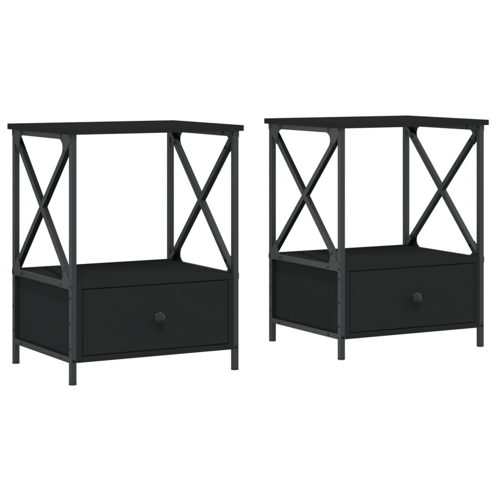 Nachtkastjes 2 st 50x41x65 cm bewerkt hout zwart MeubelReus