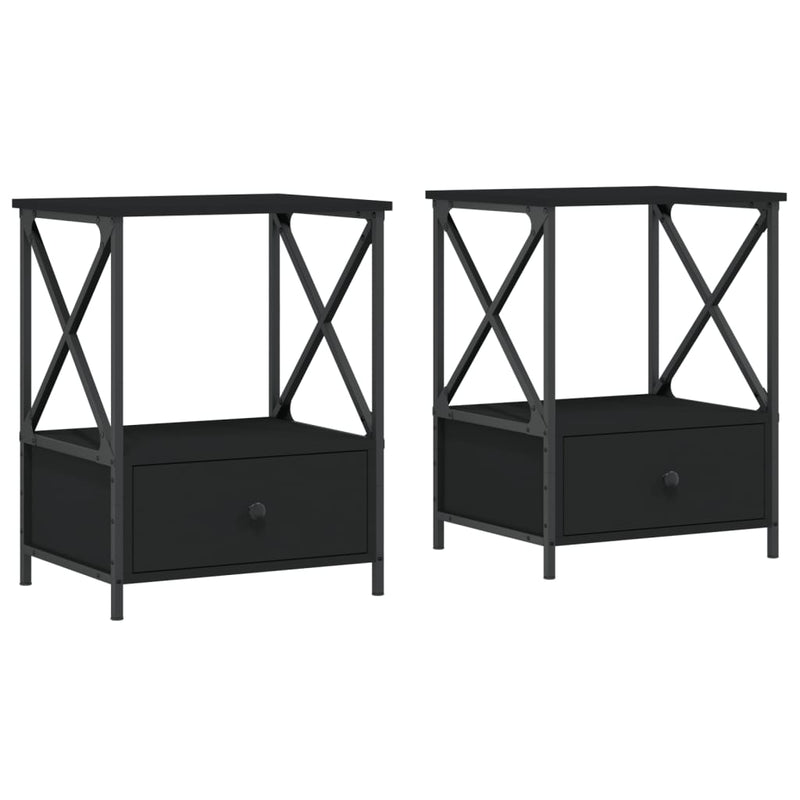 Nachtkastjes 2 st 50x41x65 cm bewerkt hout zwart MeubelReus