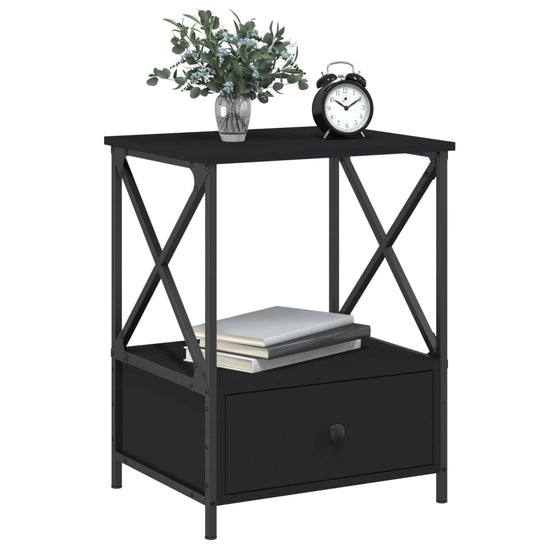Nachtkastjes 2 st 50x41x65 cm bewerkt hout zwart MeubelReus