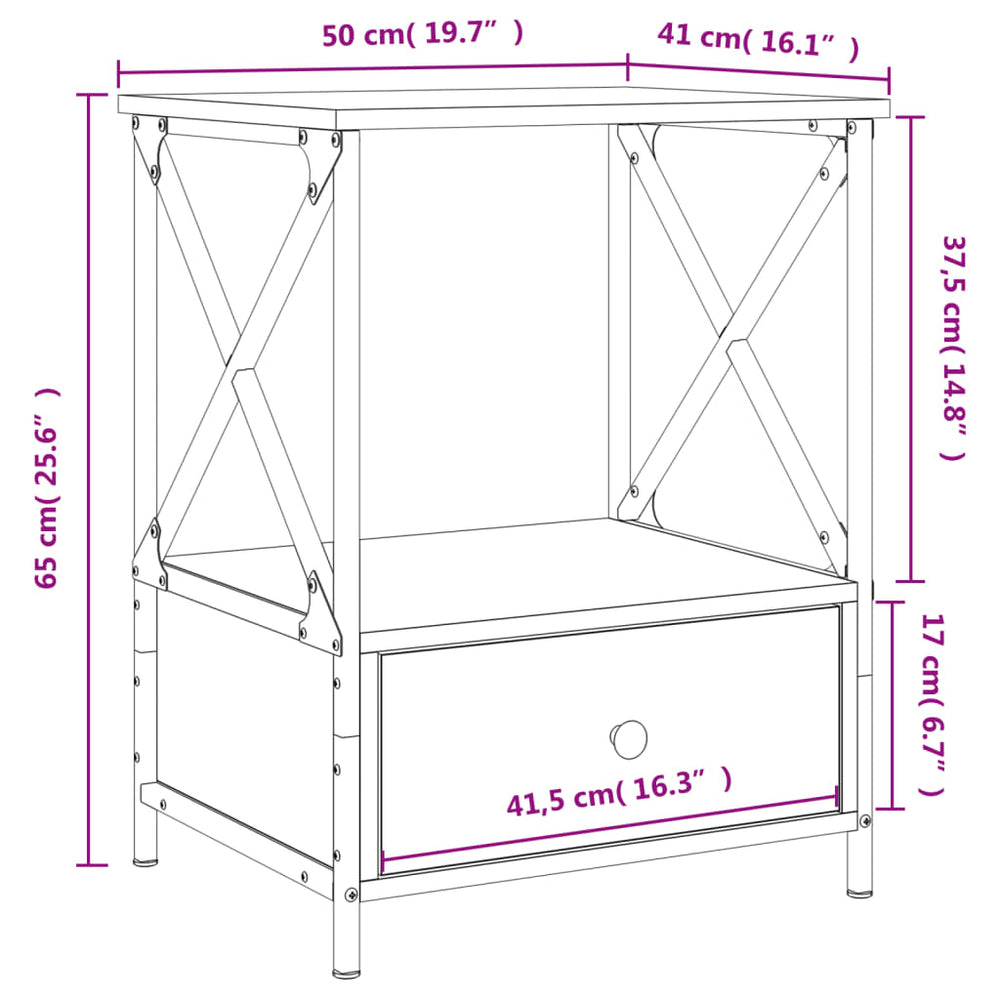 Nachtkastjes 2 st 50x41x65 cm bewerkt hout zwart MeubelReus