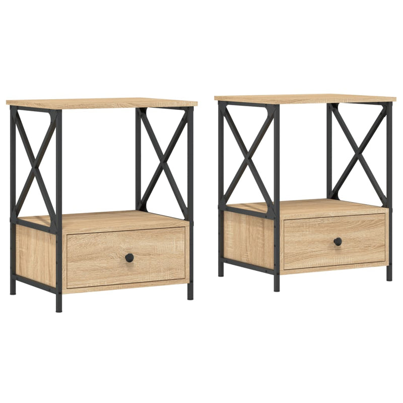 Nachtkastjes 2 st 50x41x65 cm bewerkt hout sonoma eikenkleurig MeubelReus