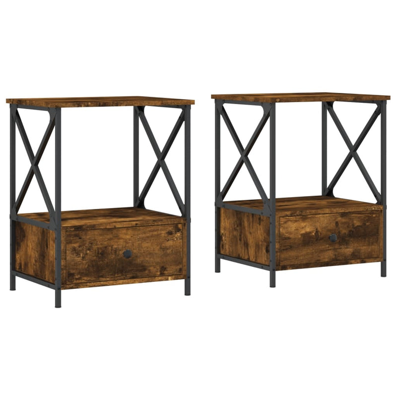 Nachtkastjes 2 st 50x41x65 cm bewerkt hout gerookt eikenkleurig MeubelReus