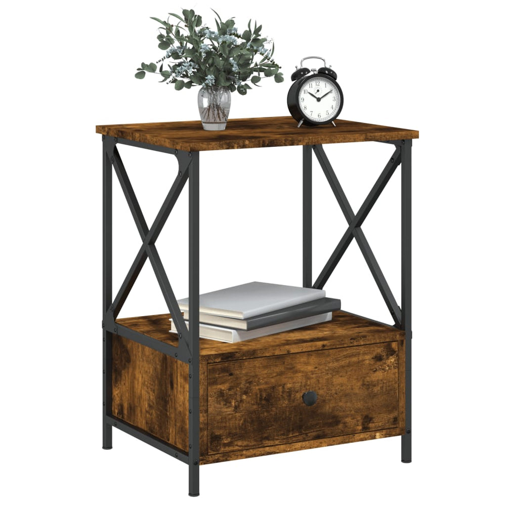 Nachtkastjes 2 st 50x41x65 cm bewerkt hout gerookt eikenkleurig MeubelReus