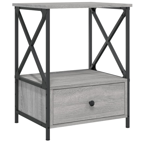 Nachtkastje 50x41x65 cm bewerkt hout grijs sonoma eikenkleurig MeubelReus