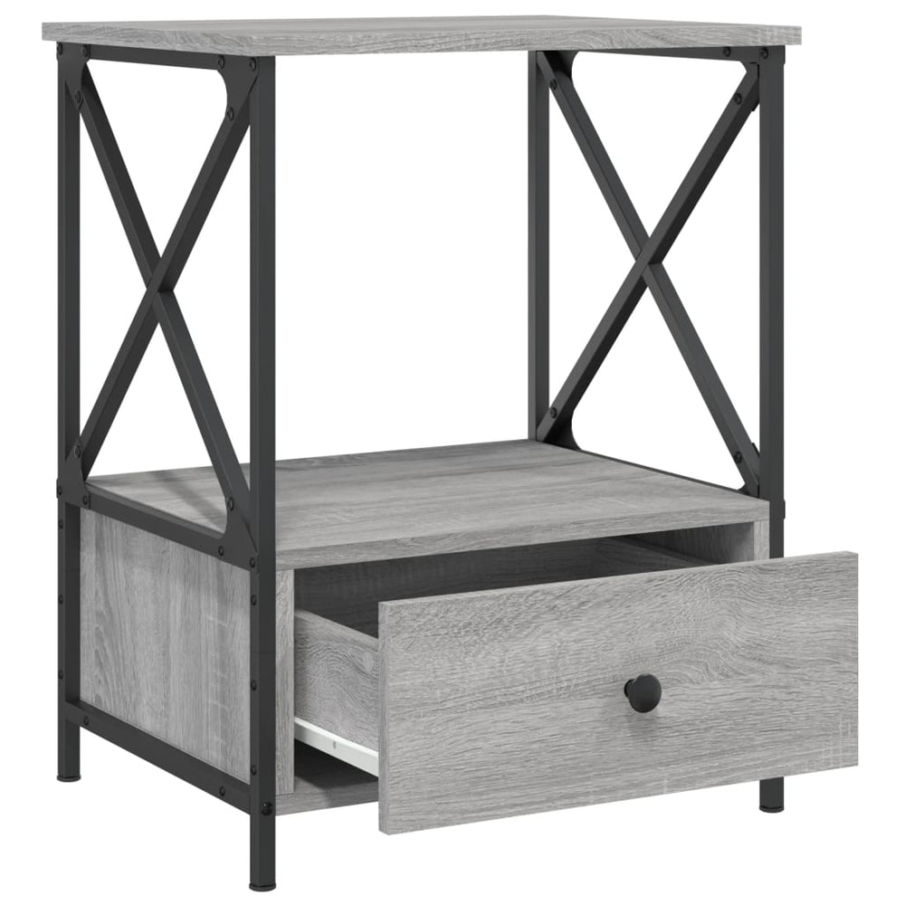 Nachtkastje 50x41x65 cm bewerkt hout grijs sonoma eikenkleurig MeubelReus