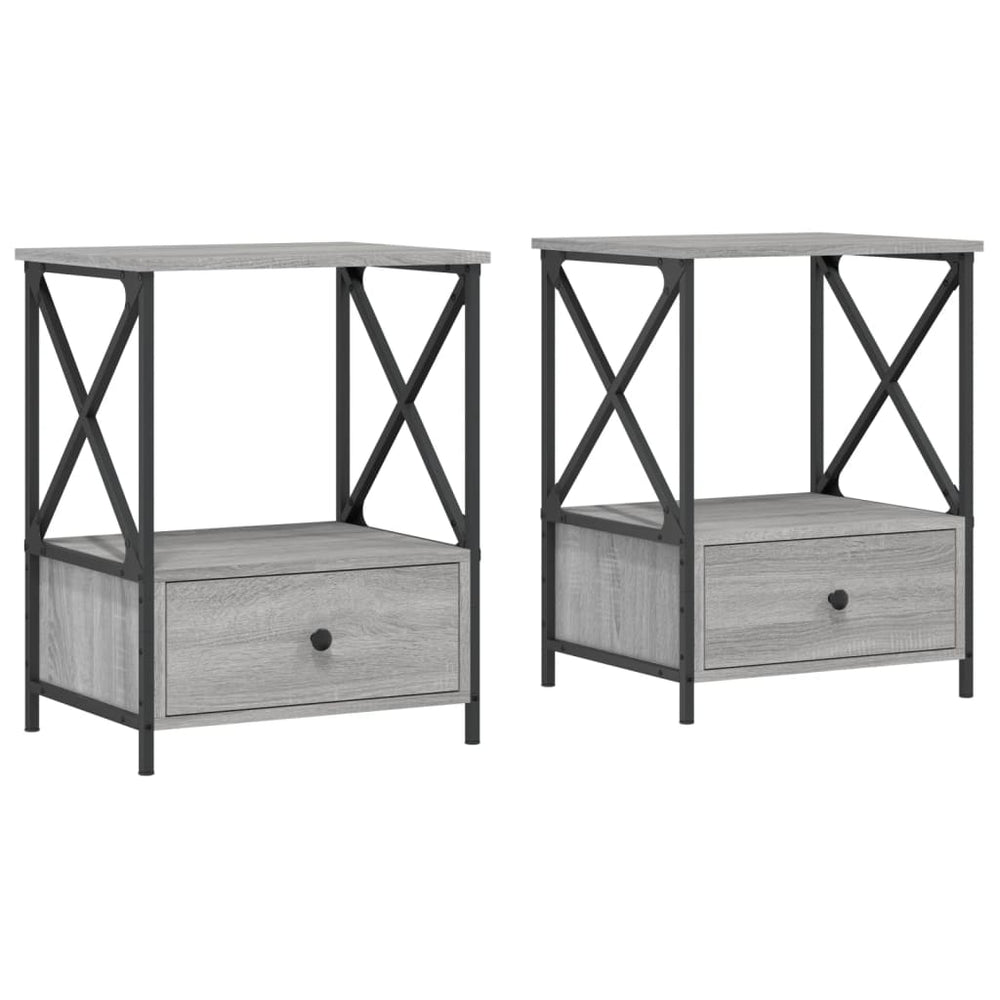 Nachtkastjes 2 st 50x41x65 cm bewerkt hout grijs sonoma eiken MeubelReus