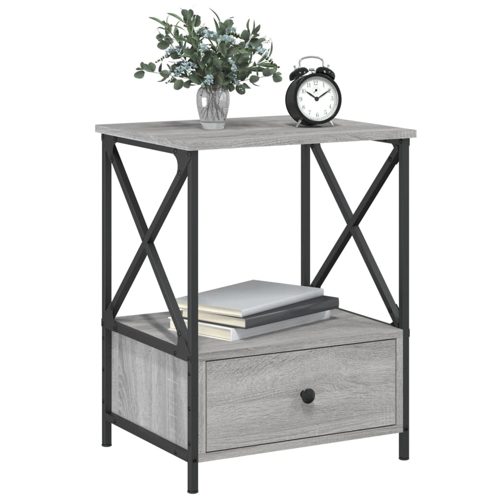 Nachtkastjes 2 st 50x41x65 cm bewerkt hout grijs sonoma eiken MeubelReus