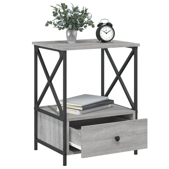 Nachtkastjes 2 st 50x41x65 cm bewerkt hout grijs sonoma eiken MeubelReus