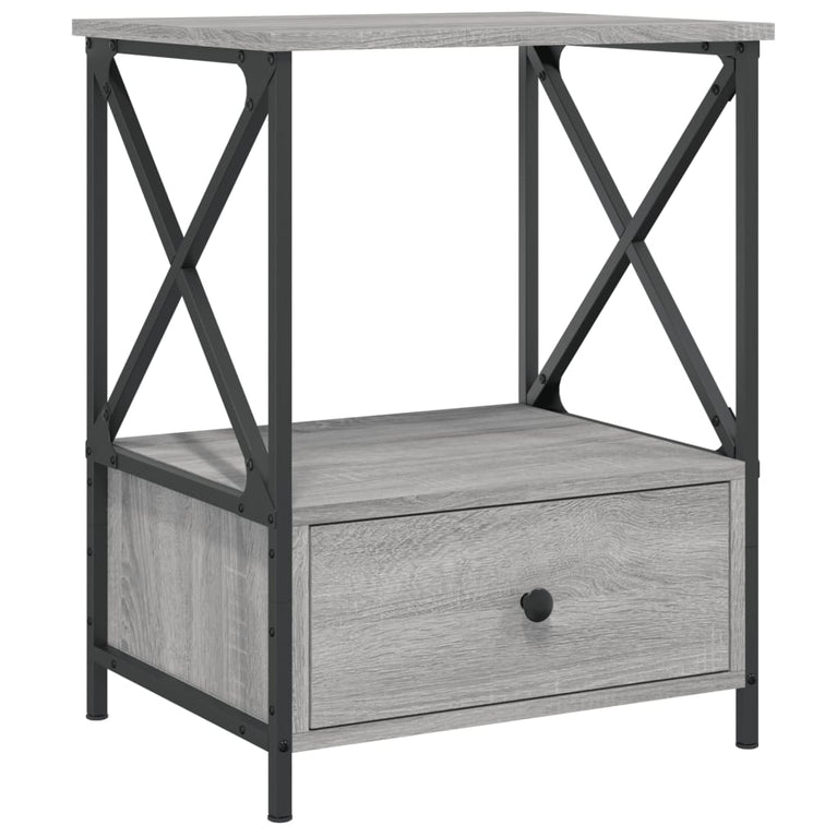 Nachtkastjes 2 st 50x41x65 cm bewerkt hout grijs sonoma eiken MeubelReus