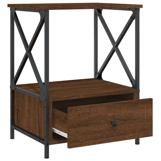 Nachtkastje 50x41x65 cm bewerkt hout bruin eikenkleur MeubelReus