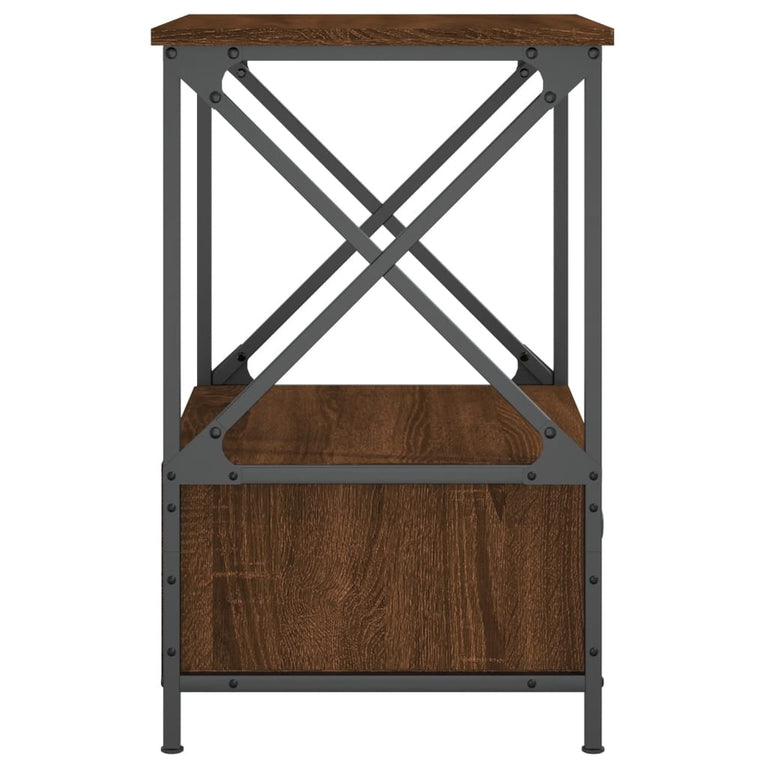 Nachtkastje 50x41x65 cm bewerkt hout bruin eikenkleur MeubelReus