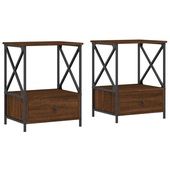 Nachtkastjes 2 st 50x41x65 cm bewerkt hout bruin eikenkleur MeubelReus