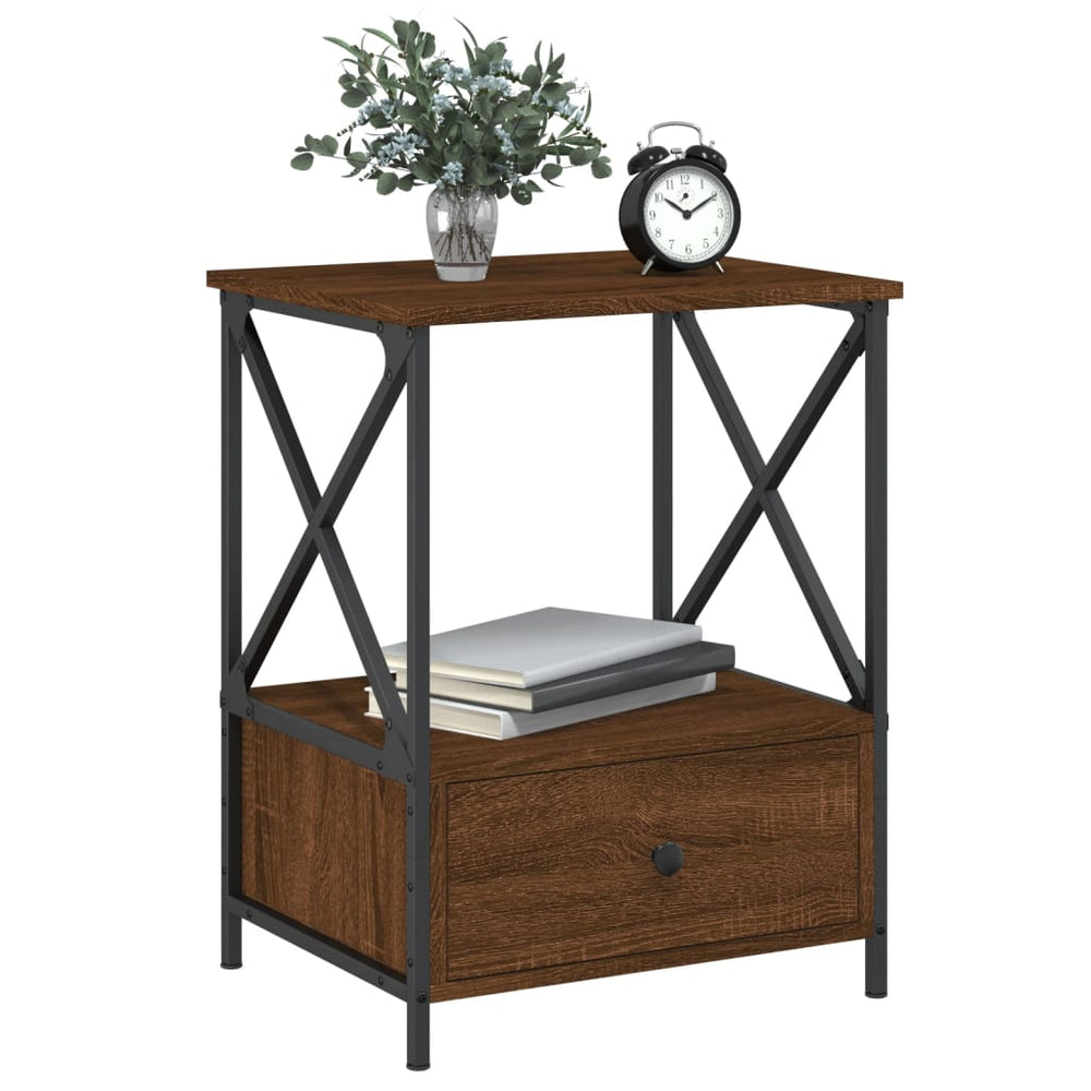 Nachtkastjes 2 st 50x41x65 cm bewerkt hout bruin eikenkleur MeubelReus