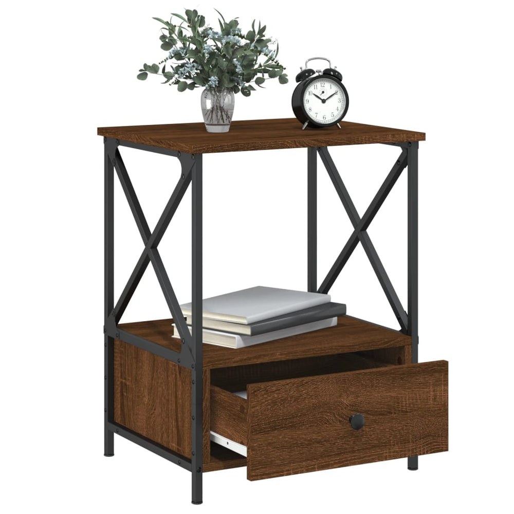 Nachtkastjes 2 st 50x41x65 cm bewerkt hout bruin eikenkleur MeubelReus