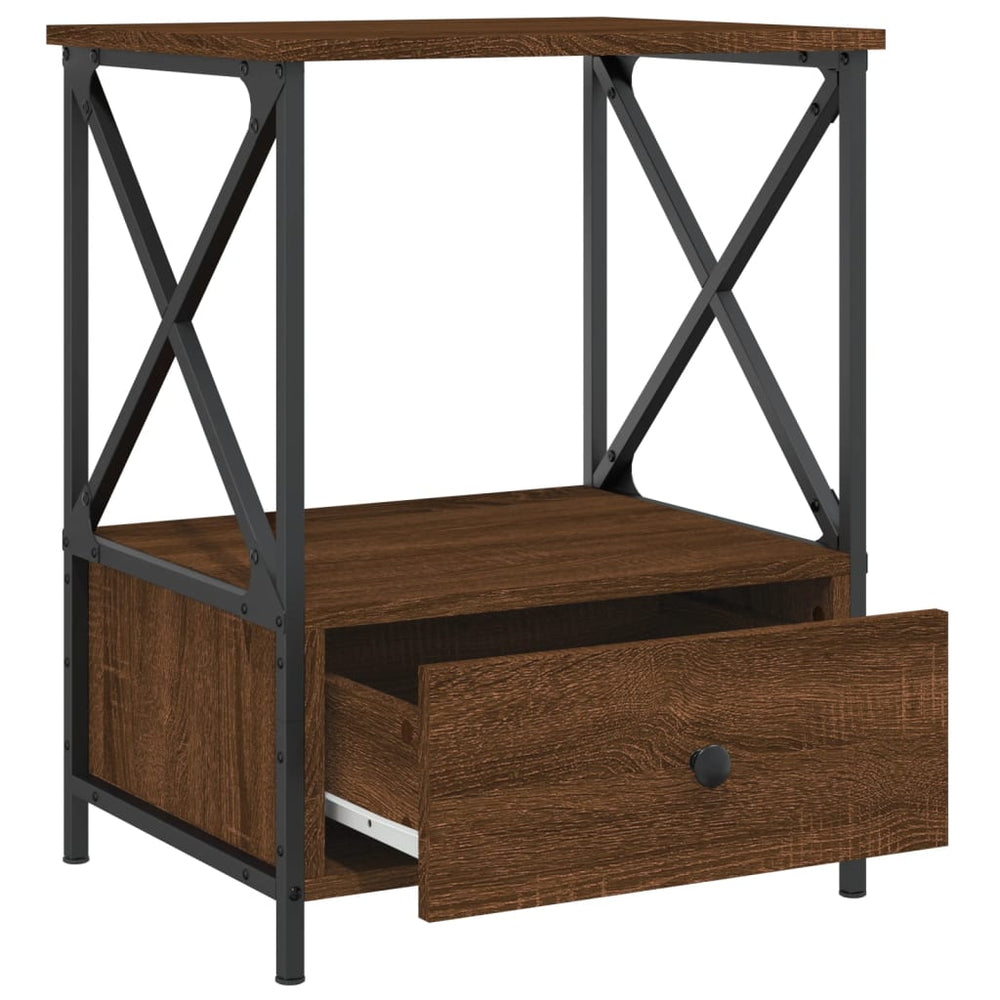 Nachtkastjes 2 st 50x41x65 cm bewerkt hout bruin eikenkleur MeubelReus