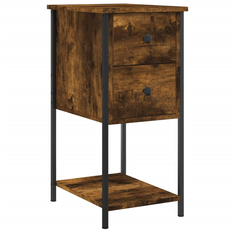 Nachtkastje 32x42x70 cm bewerkt hout gerookt eikenkleurig MeubelReus