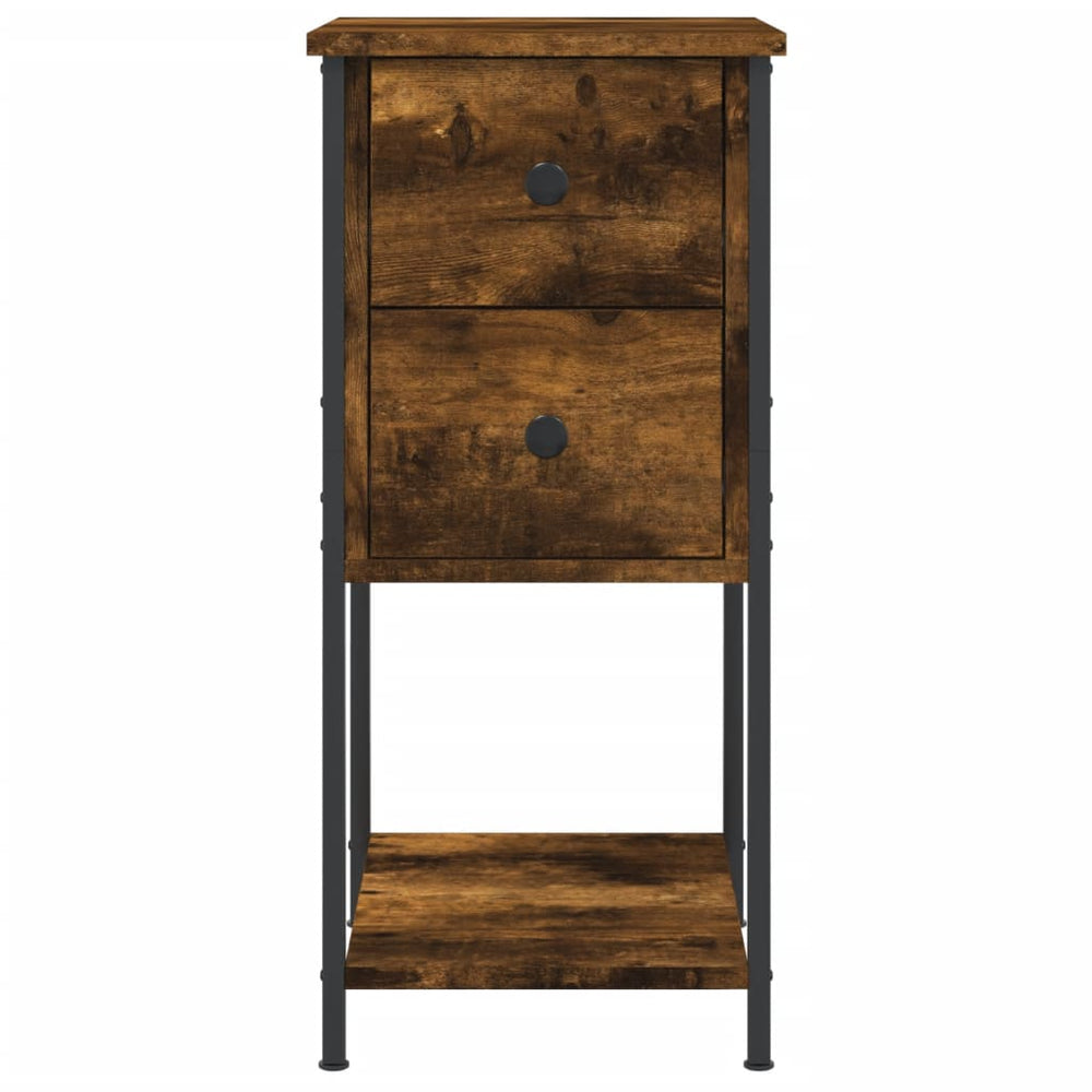 Nachtkastje 32x42x70 cm bewerkt hout gerookt eikenkleurig MeubelReus