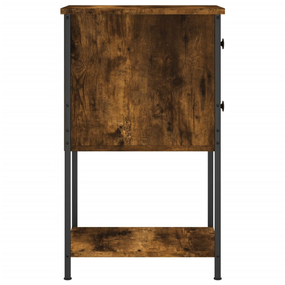 Nachtkastje 32x42x70 cm bewerkt hout gerookt eikenkleurig MeubelReus