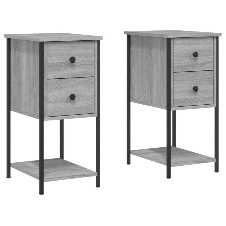 Nachtkastjes 2 st 32x42x70 cm bewerkt hout grijs sonoma eiken MeubelReus