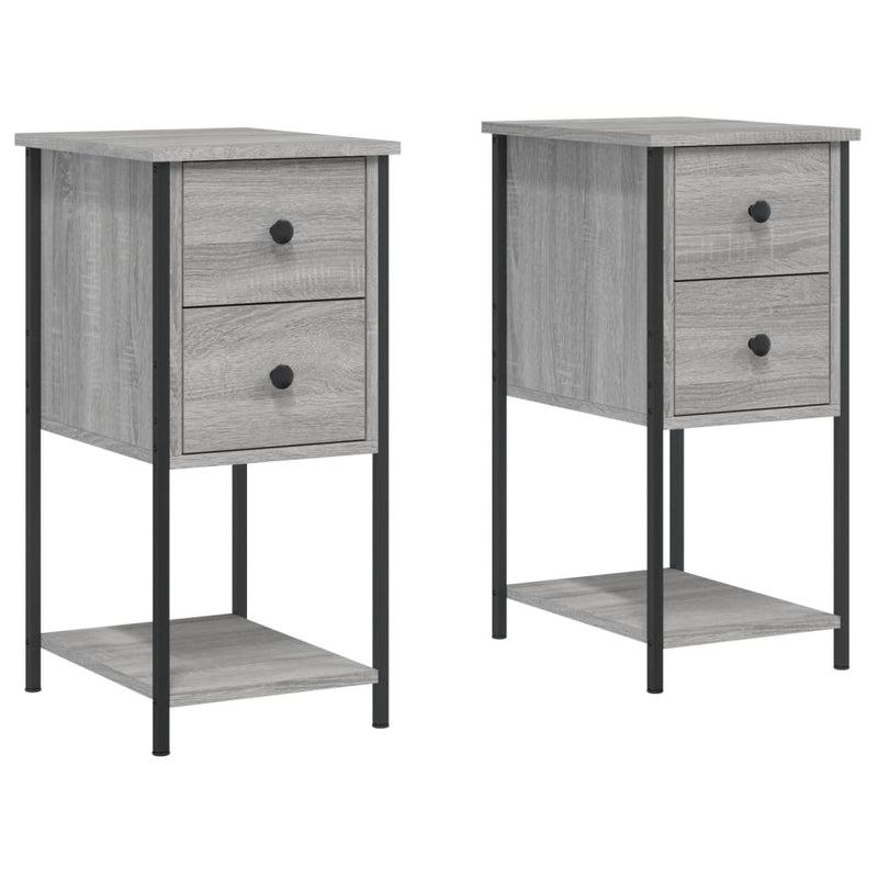 Nachtkastjes 2 st 32x42x70 cm bewerkt hout grijs sonoma eiken MeubelReus