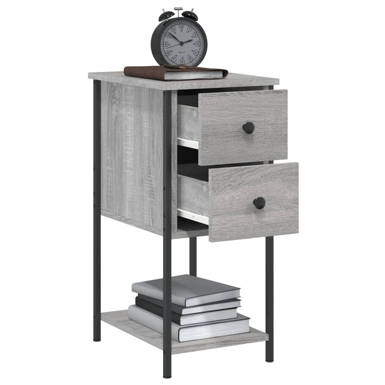 Nachtkastjes 2 st 32x42x70 cm bewerkt hout grijs sonoma eiken MeubelReus