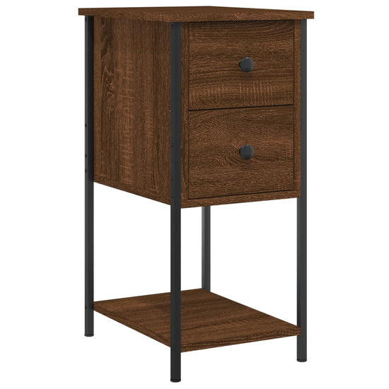 Nachtkastje 32x42x70 cm bewerkt hout bruin eikenkleur MeubelReus