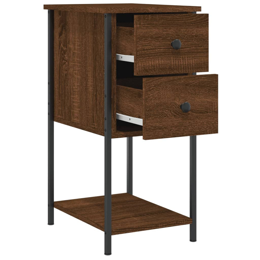 Nachtkastje 32x42x70 cm bewerkt hout bruin eikenkleur MeubelReus