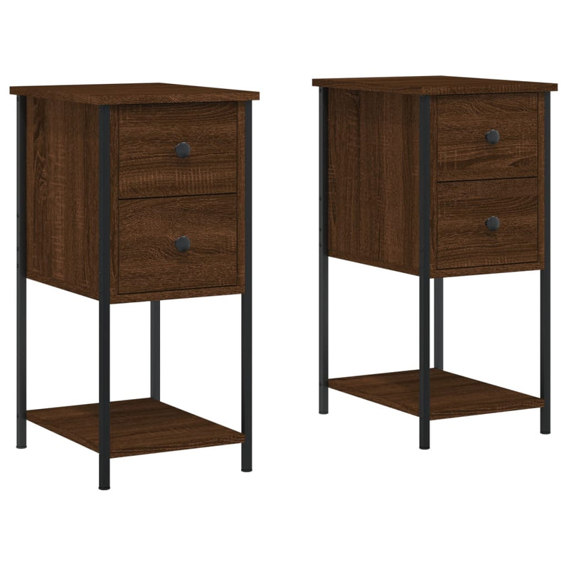 Nachtkastjes 2 st 32x42x70 cm bewerkt hout bruin eikenkleur MeubelReus