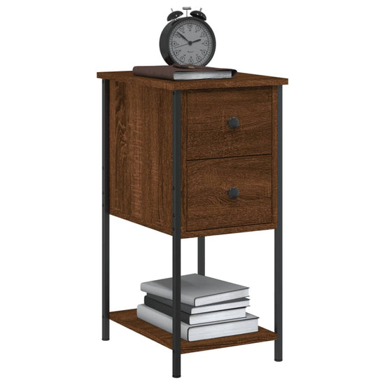 Nachtkastjes 2 st 32x42x70 cm bewerkt hout bruin eikenkleur MeubelReus