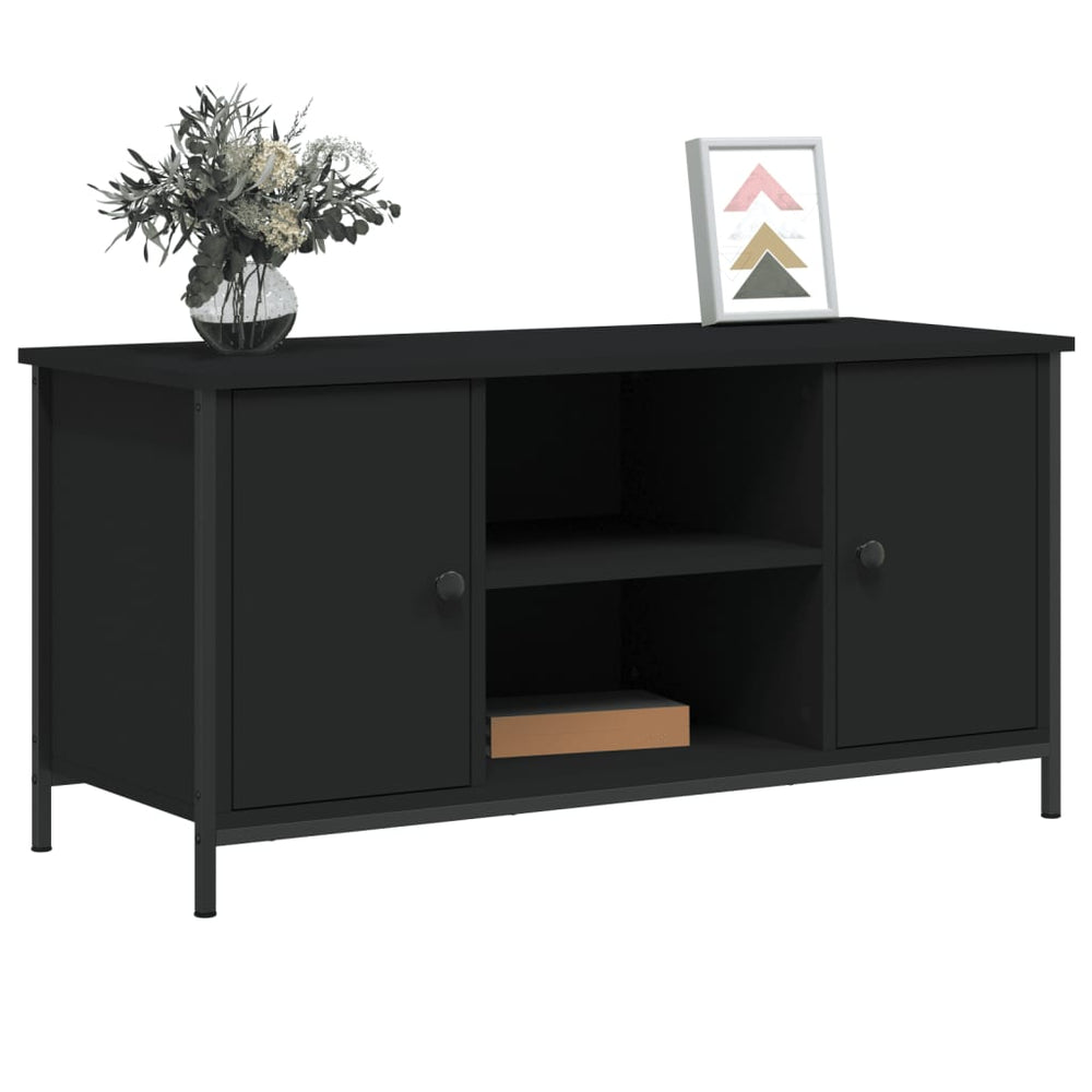 Tv-meubel 100x40x50 cm bewerkt hout zwart MeubelReus