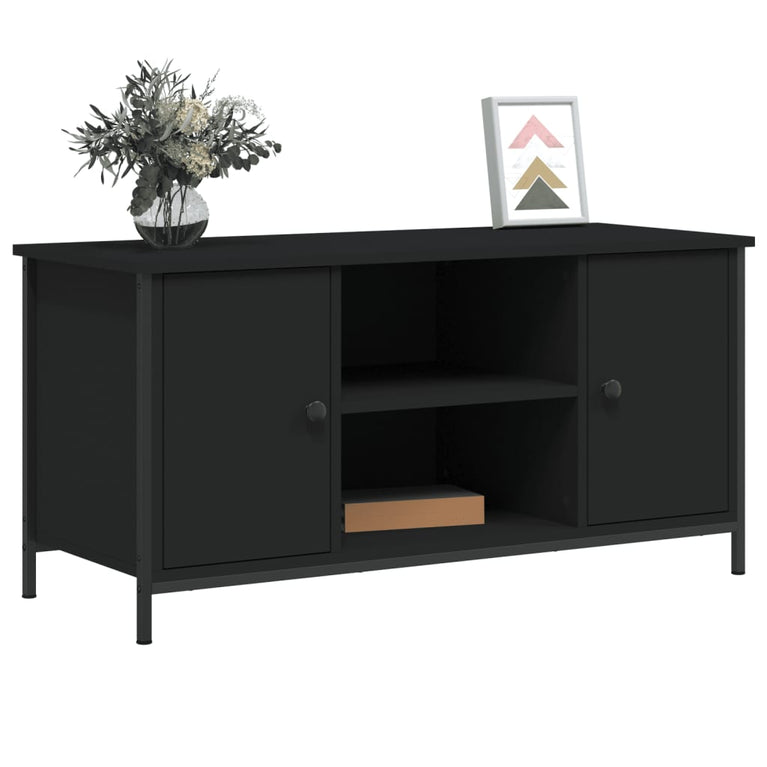 Tv-meubel 100x40x50 cm bewerkt hout zwart MeubelReus