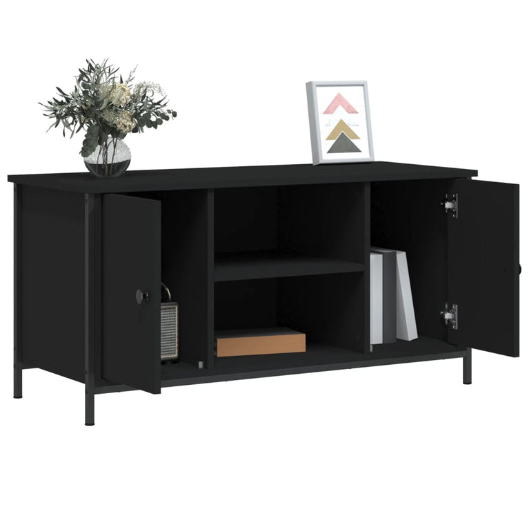 Tv-meubel 100x40x50 cm bewerkt hout zwart MeubelReus
