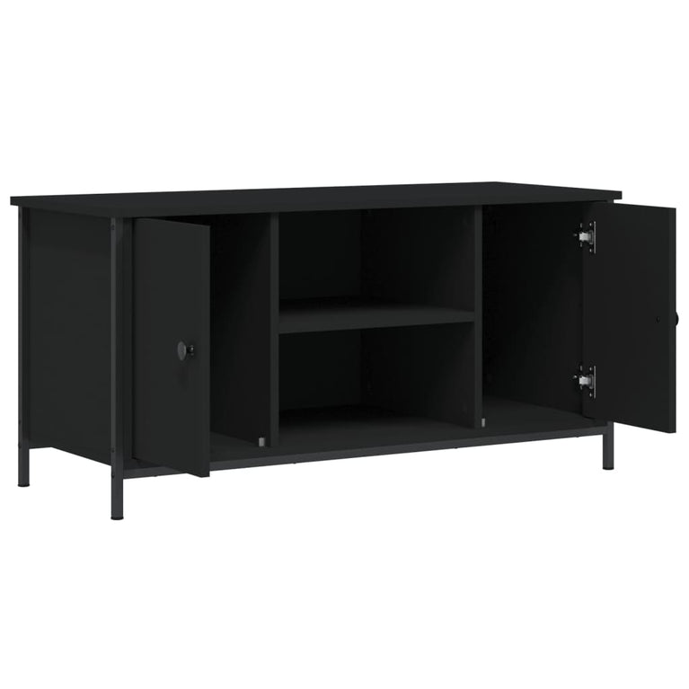 Tv-meubel 100x40x50 cm bewerkt hout zwart MeubelReus
