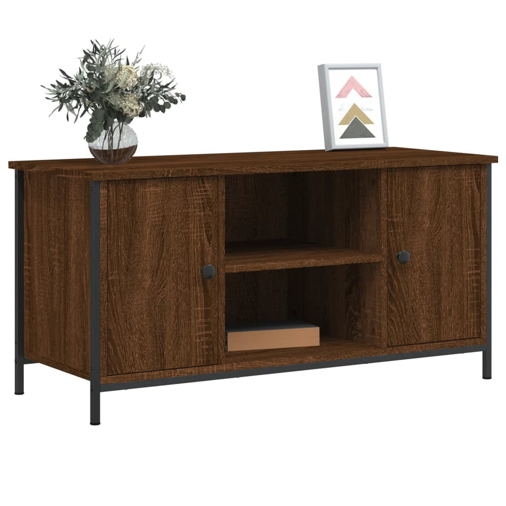 Tv-meubel 100x40x50 cm bewerkt hout bruin eikenkleur MeubelReus