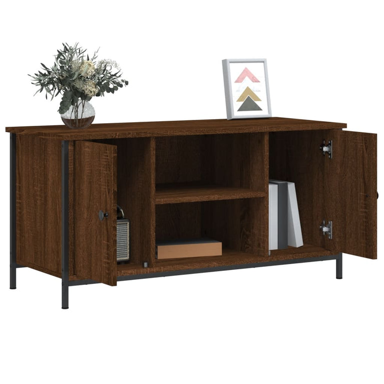 Tv-meubel 100x40x50 cm bewerkt hout bruin eikenkleur MeubelReus