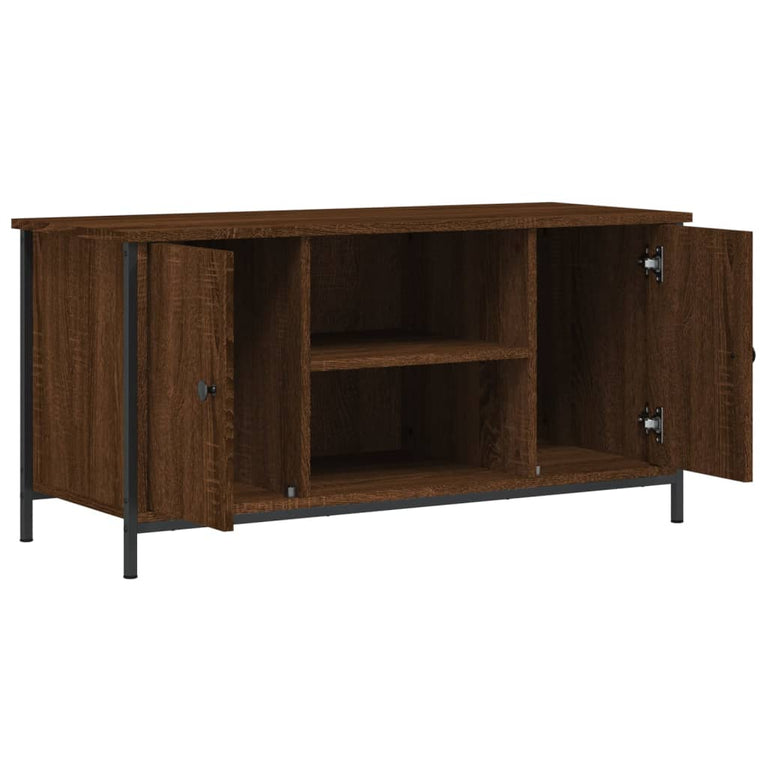 Tv-meubel 100x40x50 cm bewerkt hout bruin eikenkleur MeubelReus